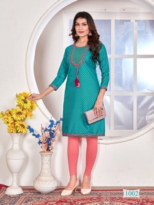 New Catalog Rayon 14kg Foil Print with Zari and Sequence and Embroidery, <strong>Dori</strong> Work Kurt I <strong>for</strong> Online <strong>Sale</strong> - Product Image 6