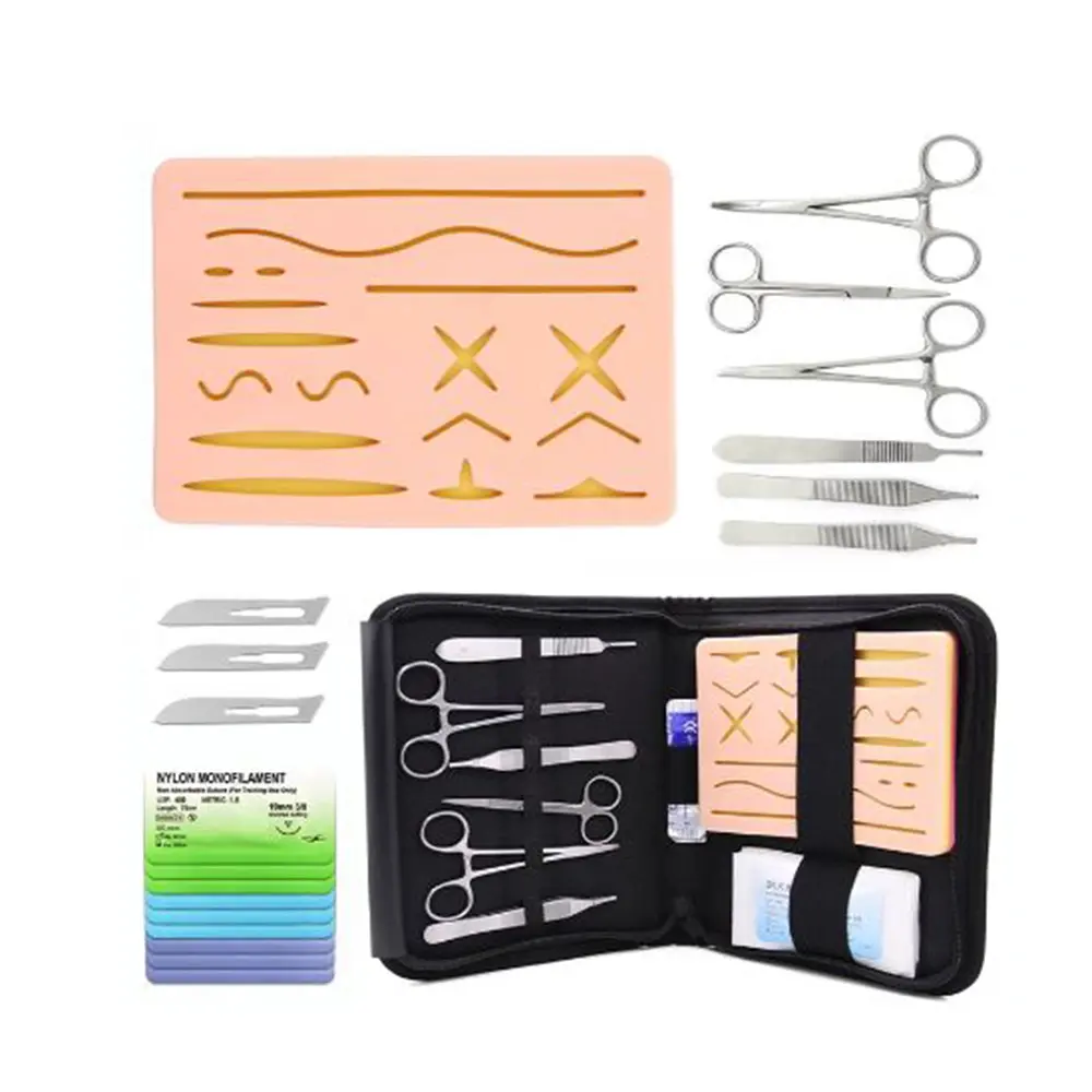 Kit de pratique de Suture tout-en-un pour étudiants en médecine d'anatomie, kit de Suture avec coussin de pratique de Suture, vente en gros