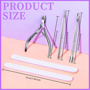 Cuticle Remover with Cuticle Pusher and Cuticle <strong>Cutter</strong>, Cuticle Trimmer Cuticle Nippers Nail Clippers for Women, Pedicure Tools - Product Image 6