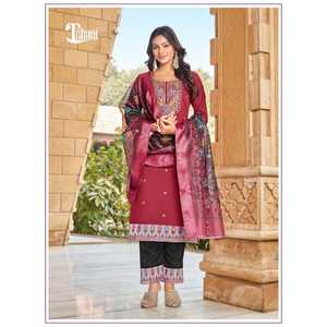 ผ้าไหมผ้าแจ็คการ์ดวิสคอสสีแท้พร้อมพิมพ์ลายดิจิทัล kurti PANT dupatta ทำงานหลายด้าย Jari เย็บปักเย็บอย่างเต็มที่ - Product Image 1