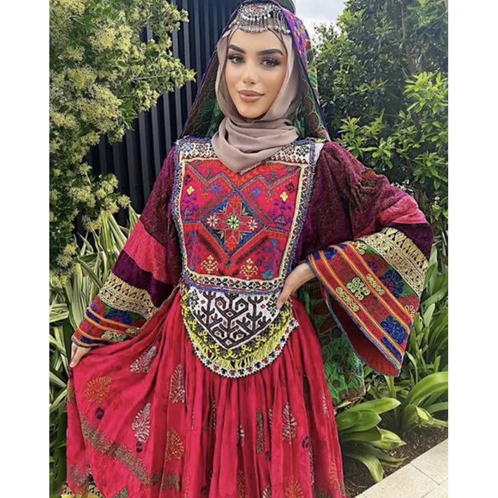 Vendita calda miglior vestito afghano Kutchi etnico afghano fatto a mano vestito tradizionale donne afgano cultura vestito afgano