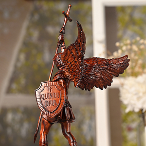 St. <span class=keywords><strong>Michael</strong></span> Archangel bức tượng bằng gỗ, Tay Chạm Khắc người giám hộ thiên thần điêu khắc, tôn giáo gỗ nghệ thuật bức tượng cho trang trí nhà hoặc nhà thờ - Product Image 5