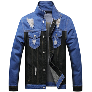 Toptan 2025 özel erkekler kış klasik Jean ceket erkekler için delik ile ince Denim ceket yırtık erkek ceketler özel Logo - Product Image 2