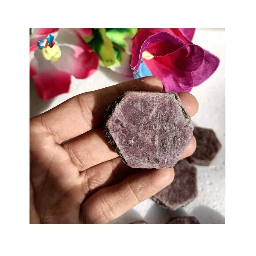 Piedra curativa hexagonal de rubí Natural, para fabricación de colgantes de la India, excelente calidad, al mejor precio