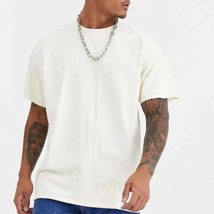 European Size Men Short Sleeve O-neck Cotton T-shirt Solid Color Simple Loose Casual Hot Sale Men's Pullover T-shirt