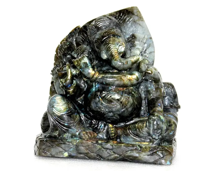 Cristallo curativo deve acquistare Labradorite Ganesha statua scultura figurina pietra curativa di cristallo Made in India gemma