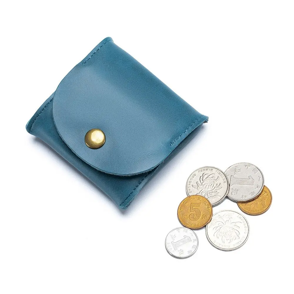 Mini carteira para moedas unissex, bolsa de moedas vintage para homens e mulheres, carteira retrô com porta-chaves de couro com mudança de dinheiro