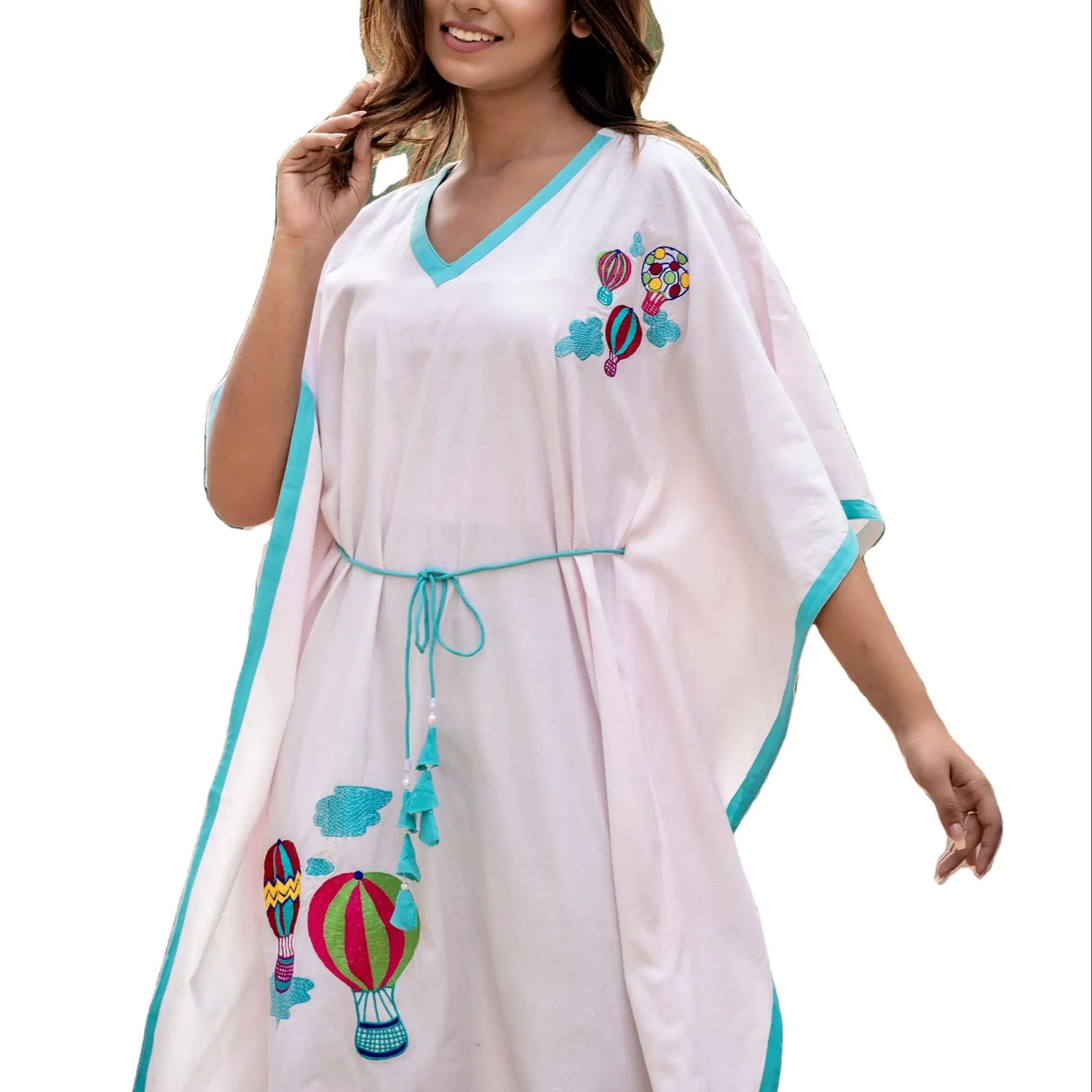 New Wholesale Women Beautiful Parashoot Embroidered Casual Knitted Kaftan