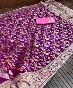 Modern Contemporary Diamond Embellished Lycra Saree Party Wear Reception Wear Sari Made From Silk Chiffon Net Organza - Product Image 2