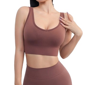 Custom Manufacturer Women's Seamless Padded Deep Neck Sports Bra High Support Seamless Sports Bra for <strong>Gym</strong> Workouts - Product Image 1