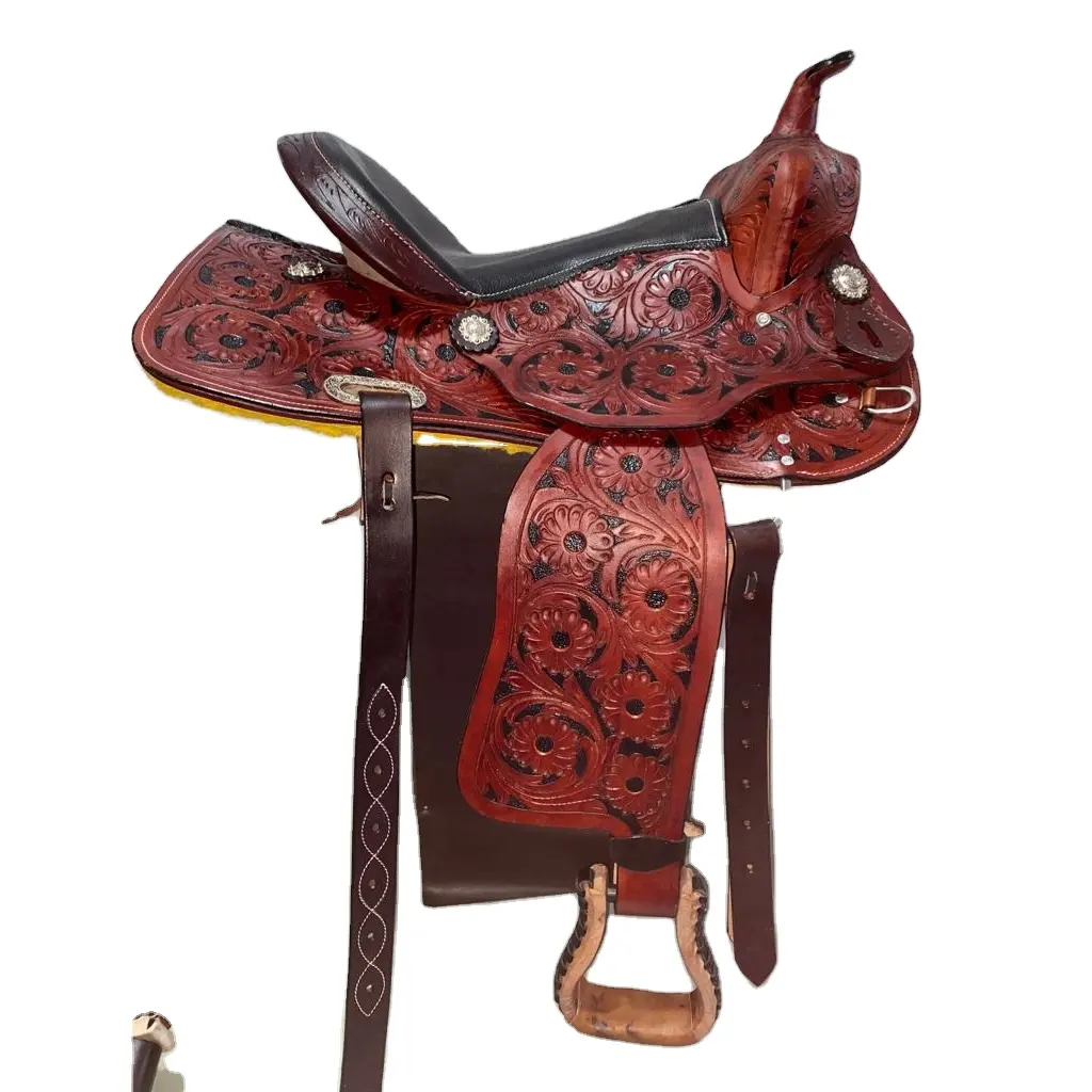 Profesional de piel de vaca de precio razonable 2022 nuevo estilo de cuero de caballo occidental sillas para venta