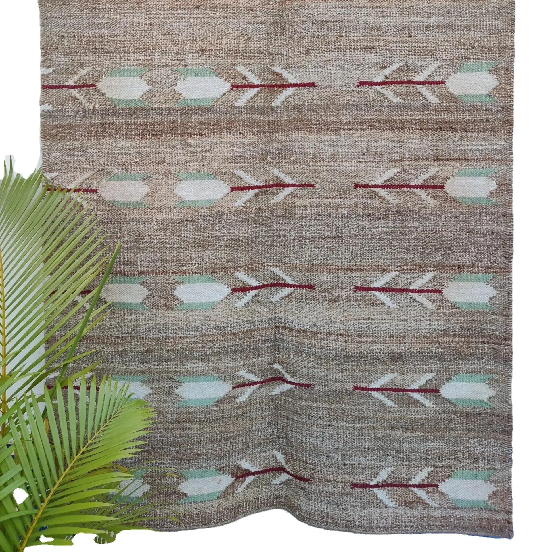 Tapete de juta natural para piso, tapete Dhurrie feito à mão para oração e ioga, tecido oriental personalizado, tecido liso