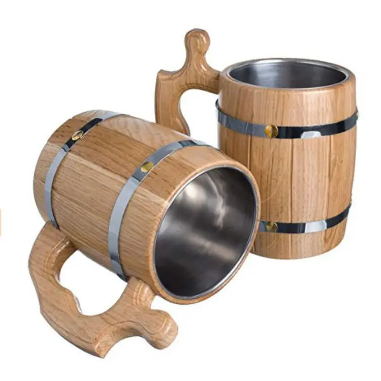 Tazza in legno di Acacia Set di 4 per bere bicchieri da birra tazze da caffè tazza da vino per dimensioni personalizzate prezzo economico con acciaio