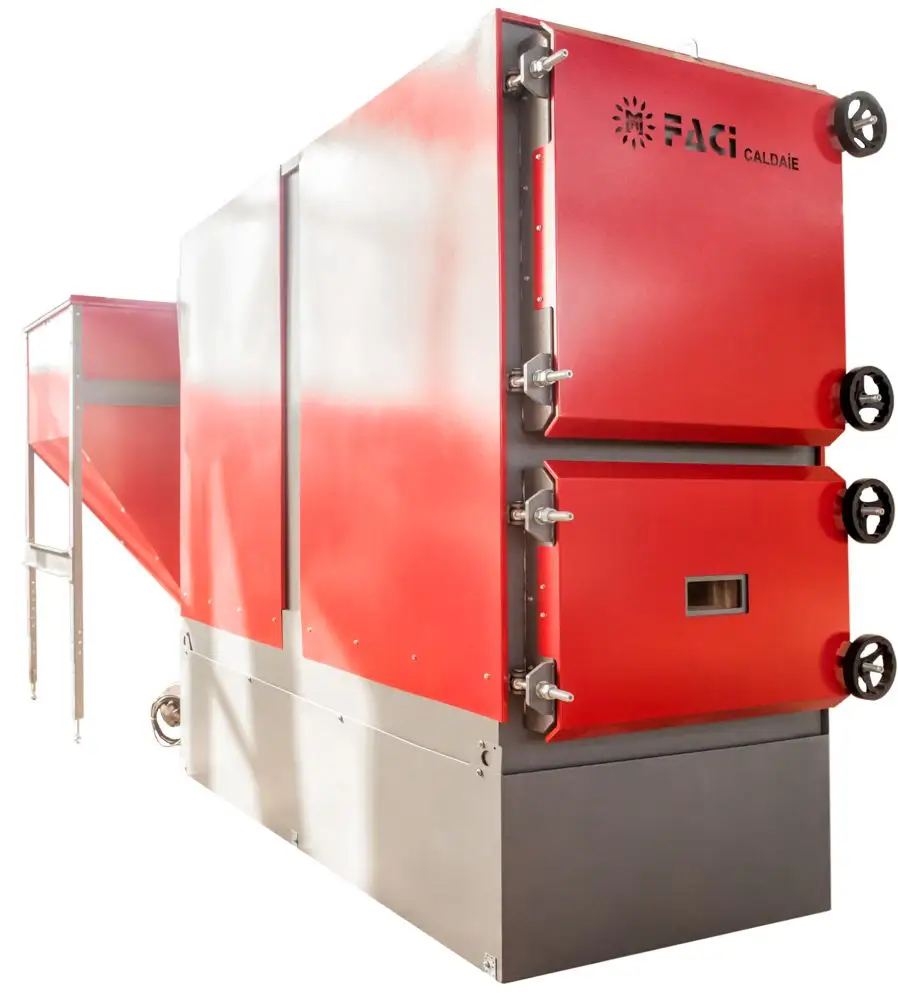 FACI 455 kW, caldaia a pellet autonoma con alimentazione a pellet automatica e sistema di accensione controllo della combustione, caldaia industriale