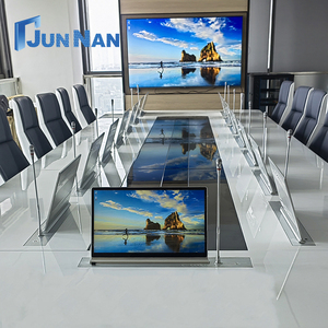 Mesa Conferência Lcd Monitor Levante Moldura Estreita Com Sincronizado Elevador Microfone Sistema