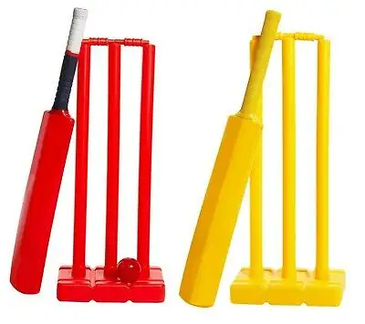 Promocional al por mayor de calidad superior niños jóvenes adultos bate kit tacto suave PE plástico playa bateo conjuntos práctica Cricket Set