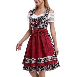 Geleneksel alman ekose Dirndl elbise Oktoberfest kostüm Cosplay kıyafet yetişkin 2025 kadınlar için cadılar bayramı Cosplay fantezi parti - Product Image 4