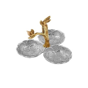 独家设计定制简约现代金色金属不锈钢酒店桌装饰圆形2层托盘 - Product Image 5