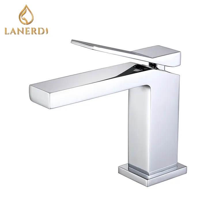 Grifo de baño de un solo orificio de latón de diseño simple Lanerdi con un solo Mango en electroforesis negro B613 01 01 1