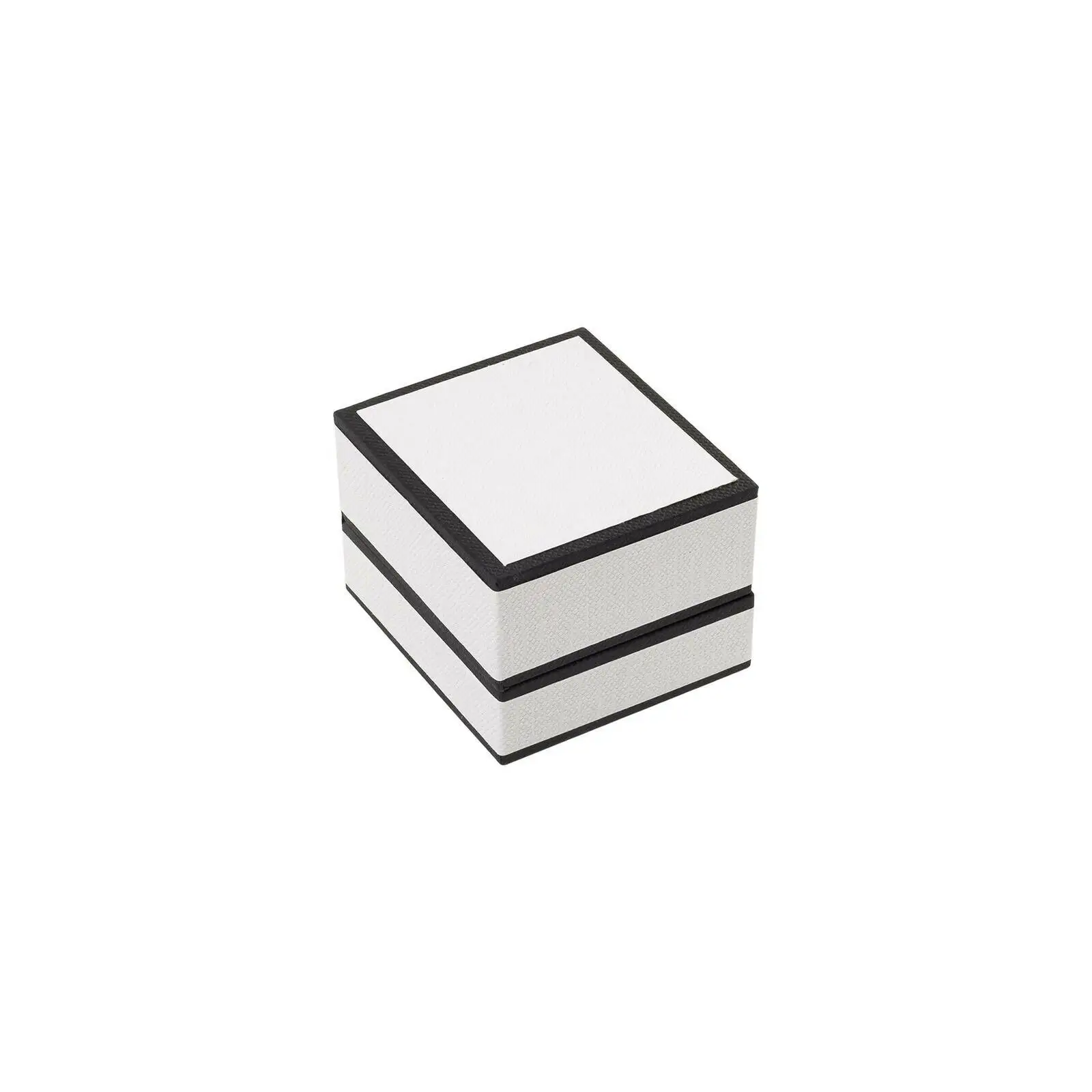 TH CB-200 Caja de anillo de lujo OEM Blanco con borde negro Propuesta de compromiso Exhibición de almacenamiento de regalo