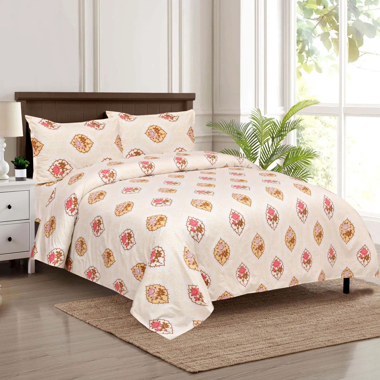 Venta caliente 100% algodón juego de cama personalizado juego de sábanas de lujo de algodón sábana impresa funda Nórdica
