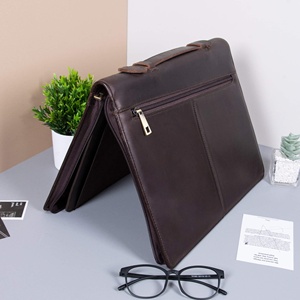 High Quality LP-0023 Business Briefcase File Folder Personalized A4 Leather <strong>Document</strong> Bag With Logo <strong>Book</strong> and Portfolio Pattern - Product Image 2