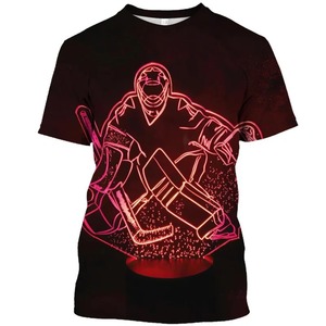 3Dการพิมพ์ฮอกกี้กราฟิกเสื้อยืดสําหรับชายแขนสั้นสบายๆกีฬาTee Tops Casualขนาดใหญ่ผู้ชายเสื้อยืดStreetwearเสื้อผ้า