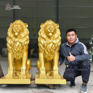 TREVI รูปปั้นสิงโตทองสัมฤทธิ์ดีไซน์ขนาดชีวิตคู่สำหรับตกแต่งสวนกลางแจ้ง - Product Image 1