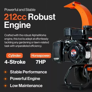 ウッドチッパーシュレッダー7HPコンパクトデザイン3 "インチ最大容量