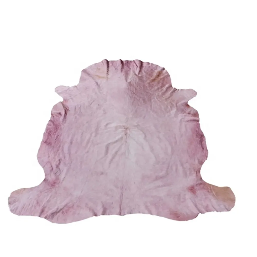 Hochwertiges gefärbtes rosa echtleder Haar-Über-Kuhfell-Fell Rinderfell-Flächenteppich für Innendekoration und Außenbereich handgefertigt