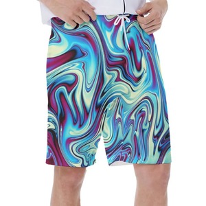 Yaz kullanımı rahat erkekler plaj spor şort gevşek örgü düz Polyester <span class=keywords><strong>erkek</strong></span> yüzmek mayo şort palmiye ağacı baskılı tasarım şort