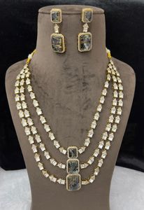 Kadın gümüş Polki AD CZ Set Ethnic etnik stil düğün nişan boncuk moda zincirler numarası şekil/desen - Product Image 3