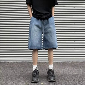 男性用カジュアルデニムショートパンツ男性用バギーウォッシュショーツカスタマイズスタイリッシュなデザイン100% コットンショーツ