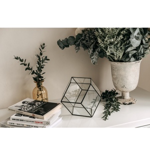 现代工厂供应球形玻璃容器花瓶金属框多用途家用植物花茶 - Product Image 2