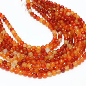 Natural Carnelian Faceted <strong>Beads</strong> Polished Round <strong>Beads</strong> Beautiful Red Carnelian Agate Gemstone <strong>Beads</strong> <strong>Excellent</strong> Quality Full Strand - Product Image 1