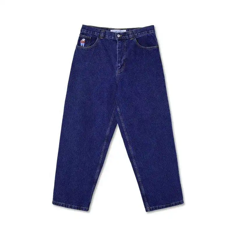 Pantaloni Jeans da uomo personalizzati larghi larghi blu scuro di nuova versione originale in Denim Jeans larghi polari pantaloni da Skate per grandi ragazzi