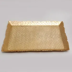 金色托盘，带金属手柄，用于奥斯曼乡村托盘，用于咖啡桌家居装饰咖啡托盘 - Product Image 3