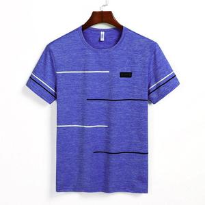100% 棉夏季t恤男装涤纶加大码t恤条纹t恤M-9XL透气短袖运动衫休闲 - Product Image 4