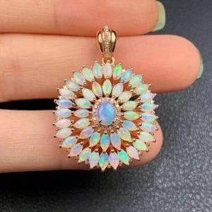 สร้อยคอจี้โอปอลสังเคราะห์ที่ไม่เหมือนใคร | เครื่องประดับนำโชคชุบทองโอปอลแบบมัลติแฟร์ - Product Image 5