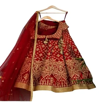 Último hermoso rojo nupcial Lehenga blusa diseños hermoso vestido de fiesta de boda Lehengas tradicionales para Niñas Ropa Étnica