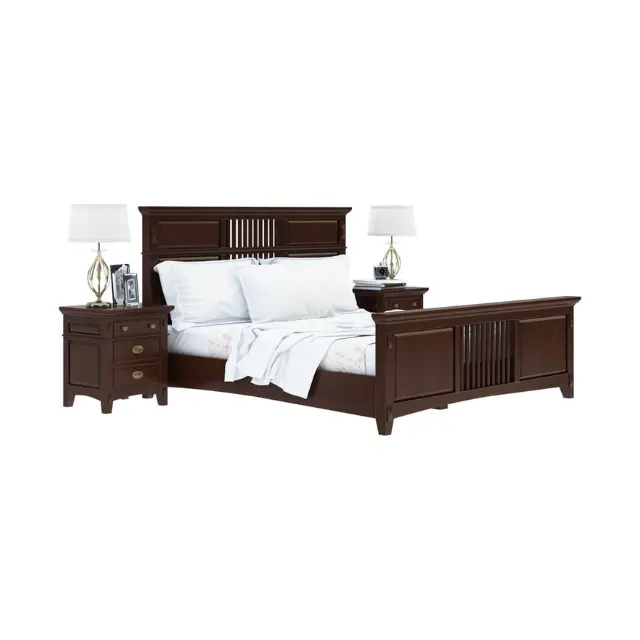 Gran oferta, cama de plataforma de madera de caoba maciza tradicional Bardugo, juegos de muebles de dormitorio de tamaño King para Hotel de lujo, cama de madera