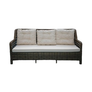 Modern Rattan Outdoor Sofa Set With Cushioned Seats and Glass Top Table for Garden and <strong>Patio</strong> in <strong>Grey</strong> and Brown Options - Product Image 6