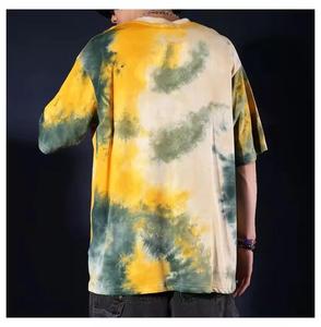 オリジナリティストリートウェア半袖タイダイTシャツ男性用ホットニューヒップホップ服ジャージーファブリック無地ロゴ柄ブランドなし