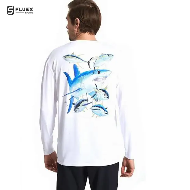 Qualidade superior logotipo personalizado atacado alta fabricante novo estilo melhor material com taxa barata para a pesca t-shirts