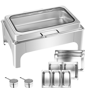Venda quente 9L/6L Cheffing Pratos Buffet Fogão Set Hotel Luxo Aço Inoxidável Chafer Prato Chafer