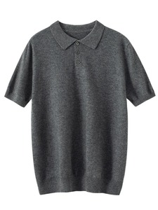 Erkek POLO yakalı tişört 100% kaşmir kısa kollu kazak kazak bahar yaz konfor yumuşak iş kaşmir triko <span class=keywords><strong>Top</strong></span>