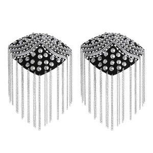 Wholesale Hand Made Silver Chain Shoulder Epaulettes Tactical Uniform Embroidered Shoulder <strong>Badges</strong> <strong>2025</strong> Best Selling - Product Image 1