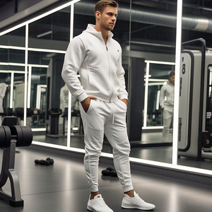 <span class=keywords><strong>2025</strong></span> fermuar eşofman erkek yüksek kalite Jogger Fitness giysileri Jogger iki parçalı Set erkekler beyaz polar eşofman Mens