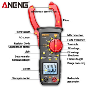 ANENG-Pinza amperimétrica digital ST181 DC/AC, multímetro de 4000 recuentos con voltaje, NCV, capacitancia, Hz, Ohm y amplificador de coche - Product Image 5