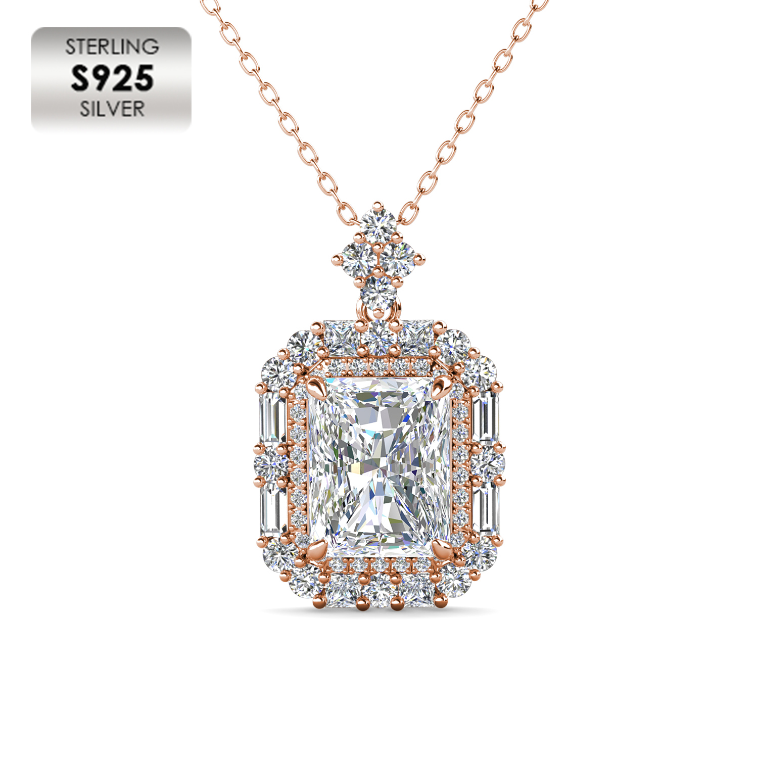 18K Rose Gold Plated Fine Retro Necklace White